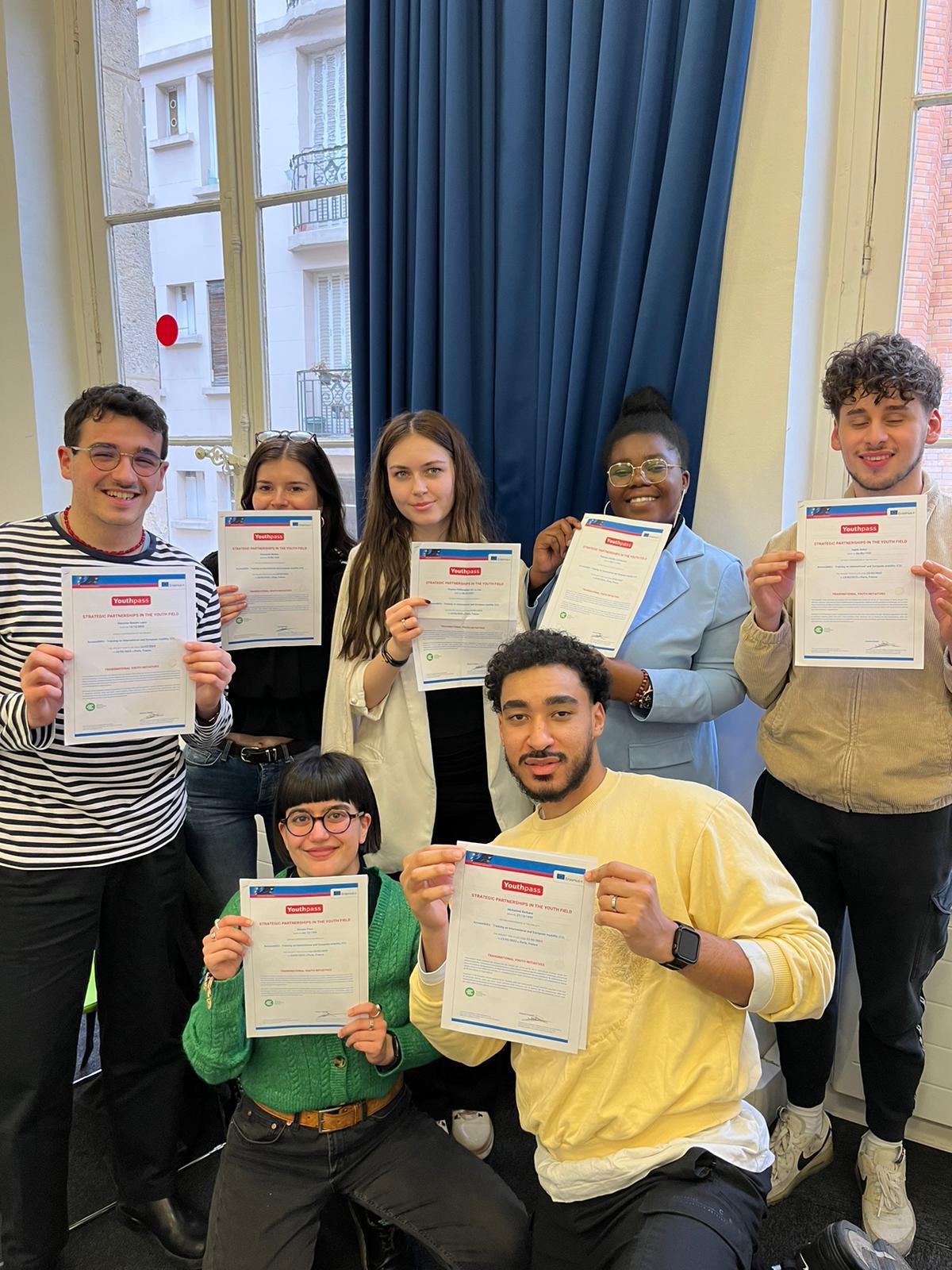 Remise des certificats Youthpass, Jeunes Européens France