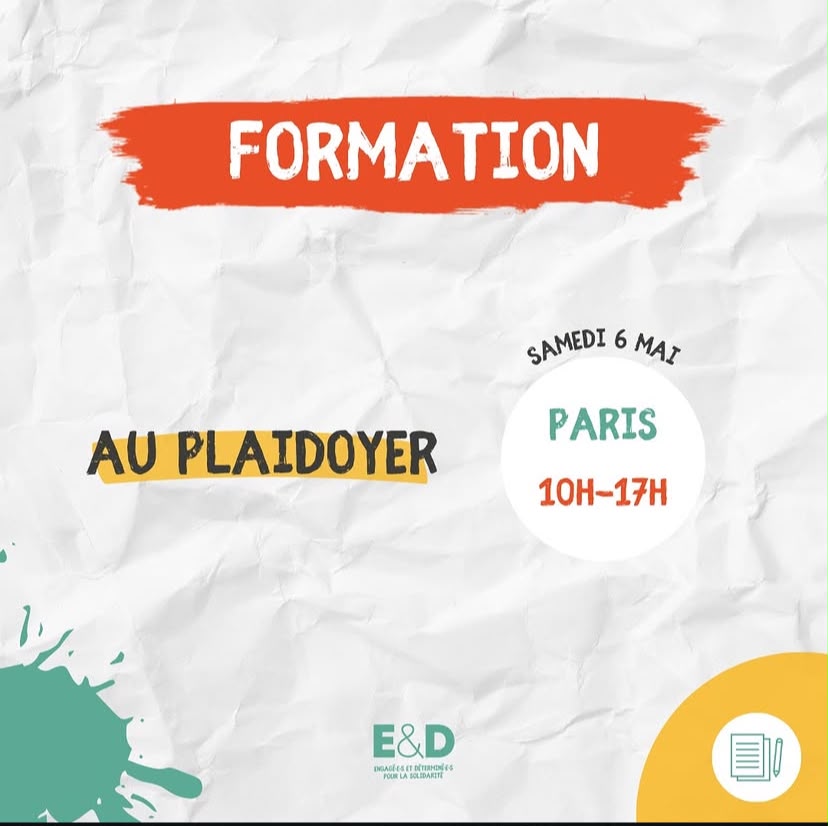 Affiche de la formation au plaidoyer avec E&D, 6 mai 2023, Paris